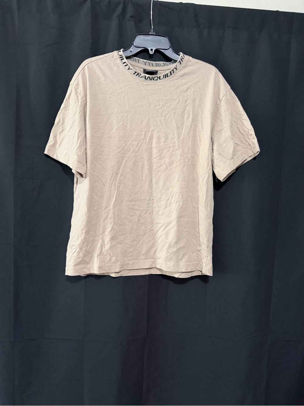 H&M Beige Crew Neck Short Sleeve Tee with Branded Trim